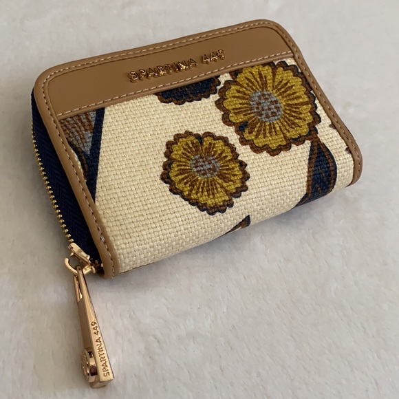 Spartina 449 | Yemaya First Mate Wallet Cream Linen Floral Navy/Gold/Pale Blue - Picture 15 of 16